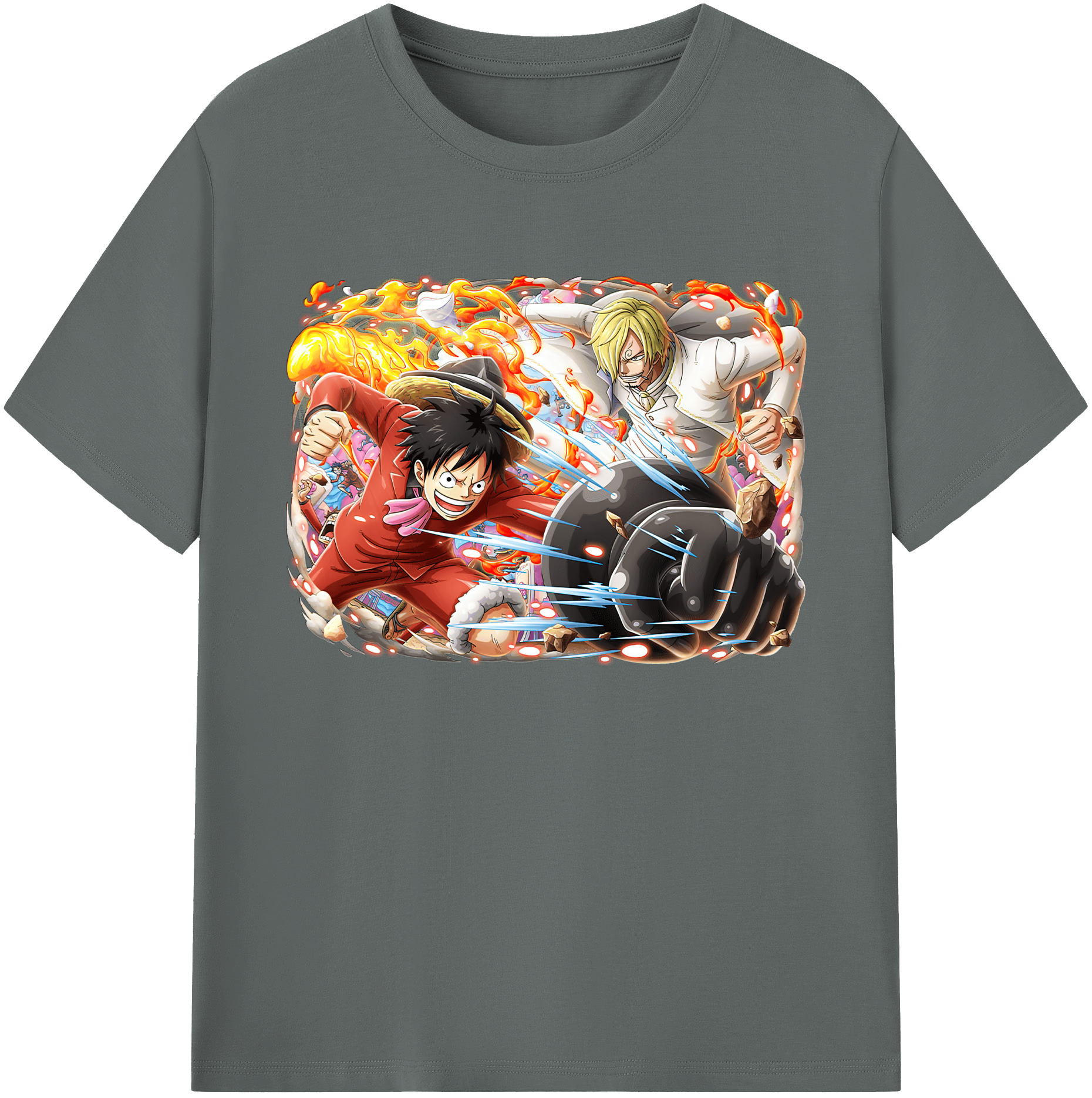 ワンピース モンキー・D・ルフィ ONE PIECE Monkey D. Luffy 綿100％ メンズ半袖Tシャツ｜肌触りやわらか＆通気性
